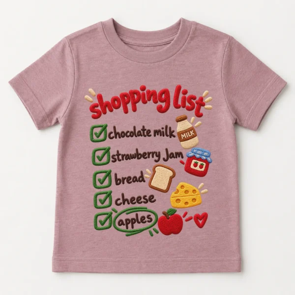 Shopping List Chenille Look Baby Bodysuit & Toddler Clothing — toddler shirt mockup shopping list baby bodysuit product photo