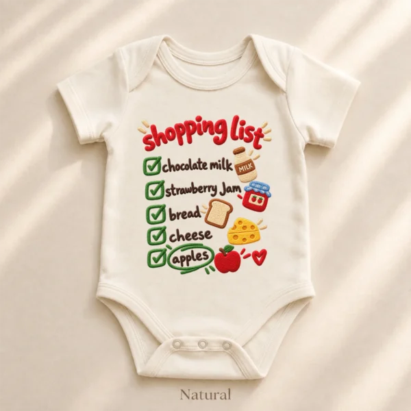 Shopping List Chenille Look Baby Bodysuit & Toddler Clothing — alternate product mockup shopping list baby bodysuit close-up detail