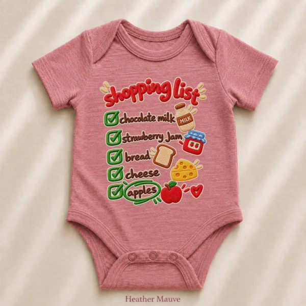 Shopping List Chenille Look Baby Bodysuit & Toddler Clothing — alternate product mockup shopping list baby bodysuit product detail