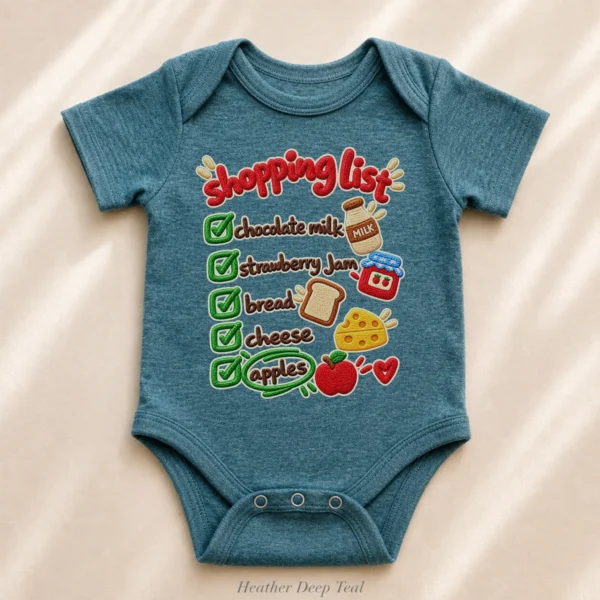 Shopping List Chenille Look Baby Bodysuit & Toddler Clothing — alternate product mockup shopping list baby bodysuit alternate angle