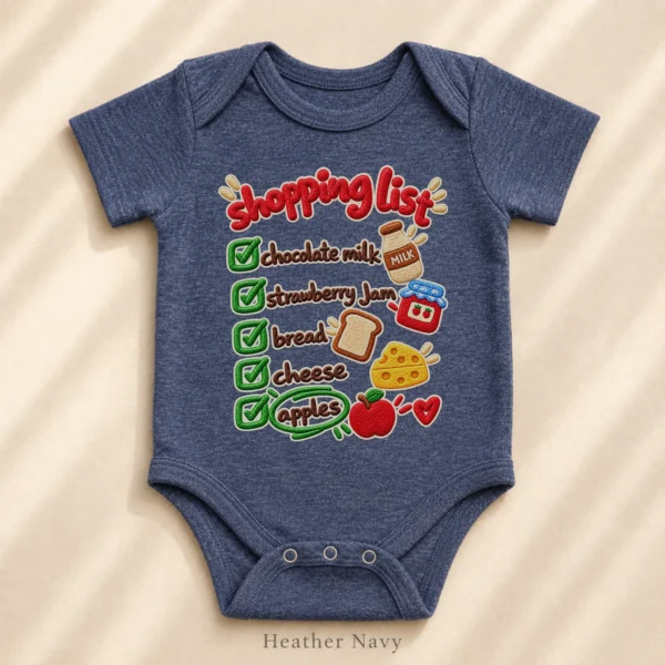 Shopping List Chenille Look Baby Bodysuit & Toddler Clothing — alternate product mockup shopping list baby bodysuit product photo