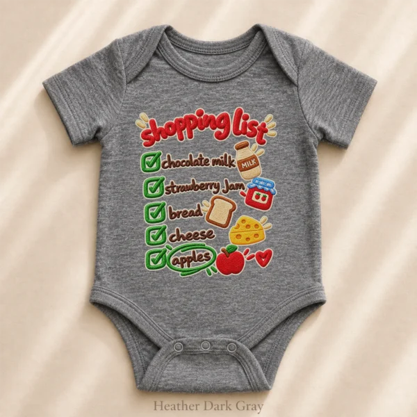 Shopping List Chenille Look Baby Bodysuit & Toddler Clothing — alternate product mockup shopping list baby bodysuit product photo