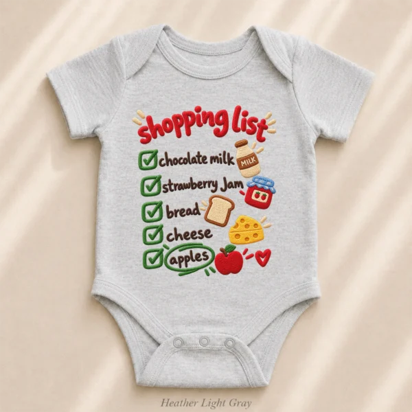 Shopping List Chenille Look Baby Bodysuit & Toddler Clothing — alternate product mockup shopping list baby bodysuit product photo
