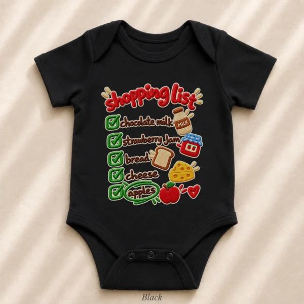 Shopping List Chenille Look Baby Bodysuit & Toddler Clothing — alternate product mockup shopping list baby bodysuit product photo