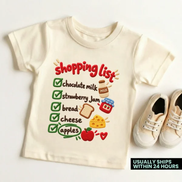 Shopping List Chenille Look Baby Bodysuit & Toddler Clothing — toddler shirt mockup shopping list baby bodysuit product photo