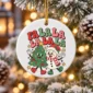 snowman and tree Christmas ornament product image close-up detail