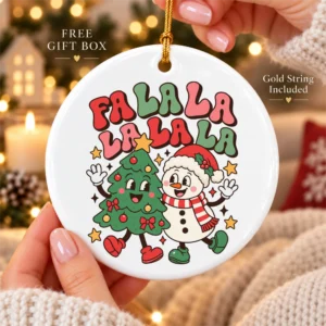 snowman and tree Christmas ornament product image