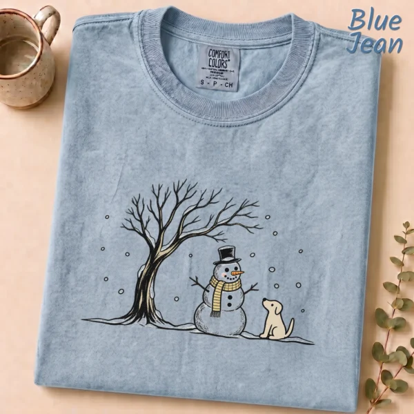 Snowman Dog Shirt, New Year's — alternate product mockup snowman dog shirt t-shirt product photo