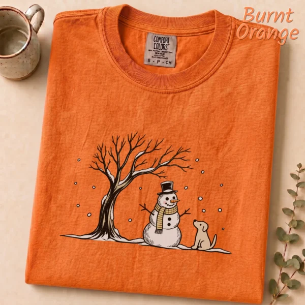 Snowman Dog Shirt, New Year's — alternate product mockup snowman dog shirt t-shirt lifestyle scene