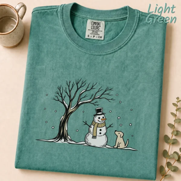 Snowman Dog Shirt, New Year's — alternate product mockup snowman dog shirt t-shirt front view