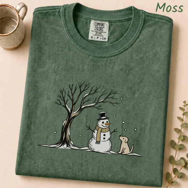 Snowman Dog Shirt, New Year's — alternate product mockup snowman dog shirt t-shirt product detail