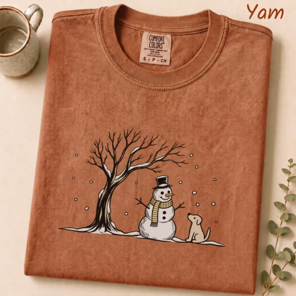 Snowman Dog Shirt, New Year's — alternate product mockup snowman dog shirt t-shirt product photo