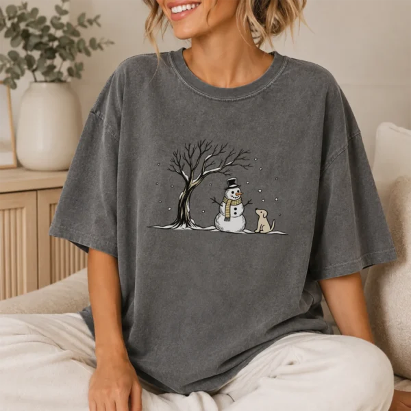 Snowman Dog Shirt, New Year's — lifestyle mockup snowman dog shirt t-shirt lifestyle scene