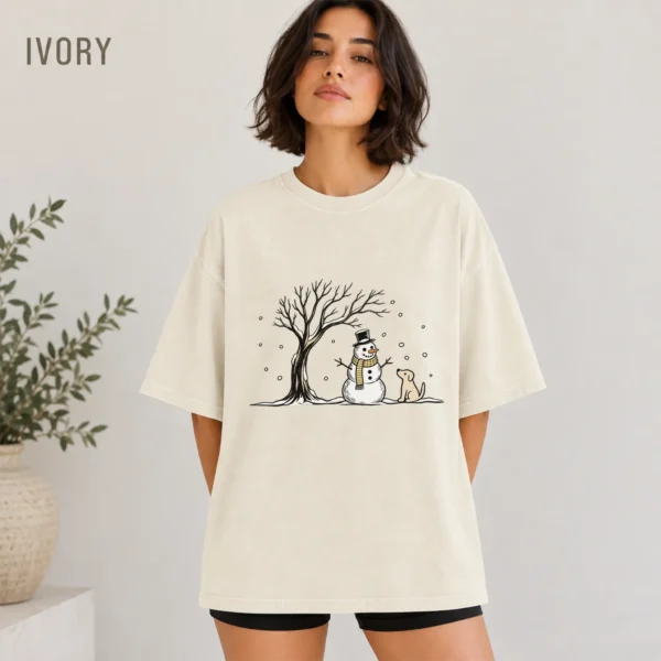 Snowman Dog Shirt, New Year's — alternate product mockup snowman dog shirt t-shirt color options