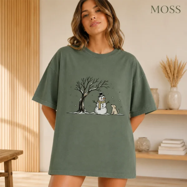 Snowman Dog Shirt, New Year's — alternate product mockup snowman dog shirt t-shirt color options