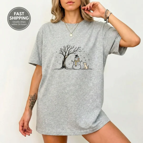 Snowman Dog Shirt, New Year's — alternate product mockup snowman dog shirt t-shirt product photo