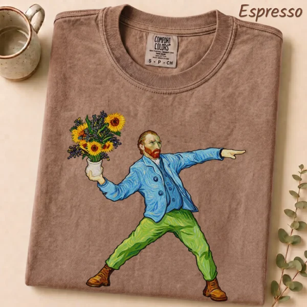 Sunflower Portrait Shirt, Sweatshirt & Hoodie — alternate product mockup Van Gogh sunflower shirt t-shirt product photo