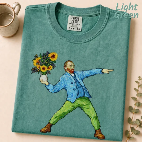 Sunflower Portrait Shirt, Sweatshirt & Hoodie — alternate product mockup Van Gogh sunflower shirt t-shirt product photo