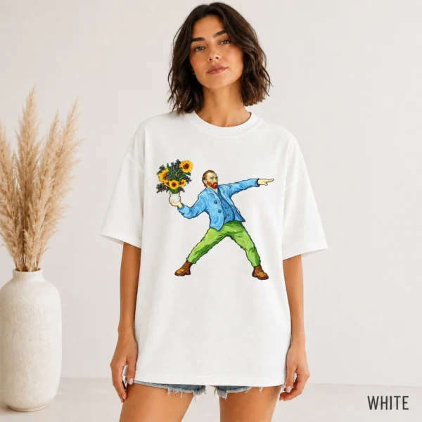 Sunflower Portrait Shirt, Sweatshirt & Hoodie — alternate product mockup Van Gogh sunflower shirt t-shirt color options