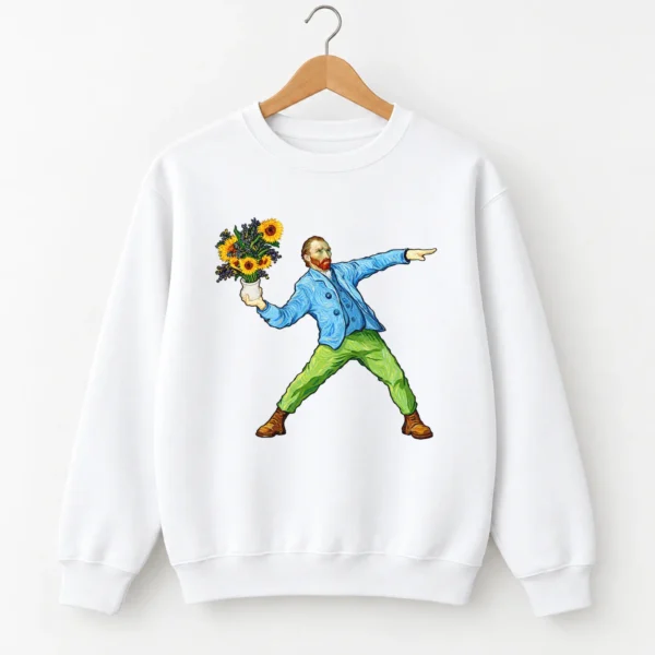 Sunflower Portrait Shirt, Sweatshirt & Hoodie — alternate product mockup Van Gogh sunflower shirt t-shirt product photo
