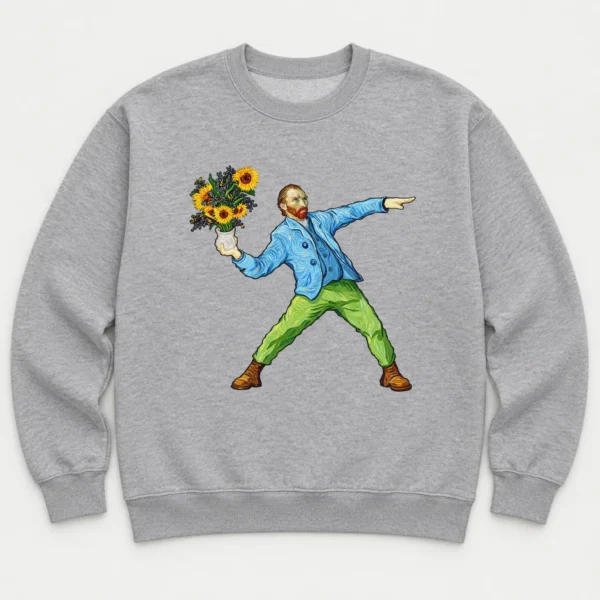 Sunflower Portrait Shirt, Sweatshirt & Hoodie — alternate product mockup Van Gogh sunflower shirt t-shirt product photo