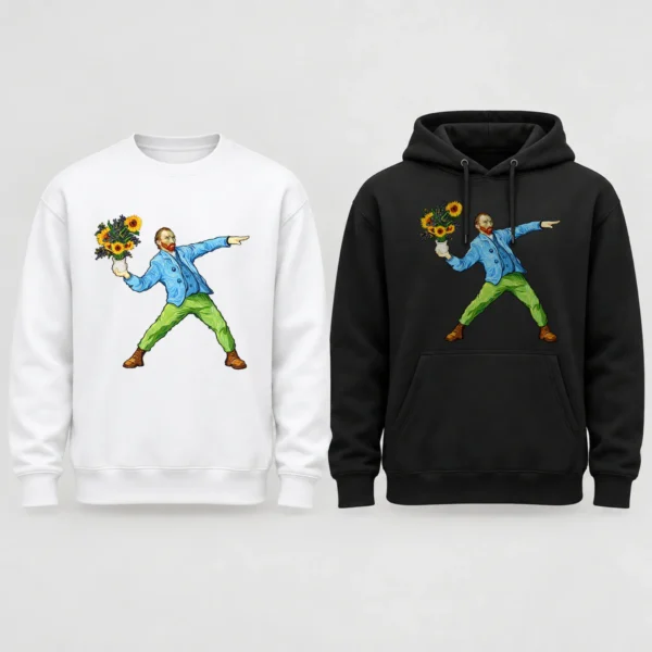 Sunflower Portrait Shirt, Sweatshirt & Hoodie — alternate product mockup Van Gogh sunflower shirt t-shirt product photo