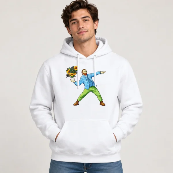 Sunflower Portrait Shirt, Sweatshirt & Hoodie — alternate product mockup Van Gogh sunflower shirt t-shirt lifestyle scene
