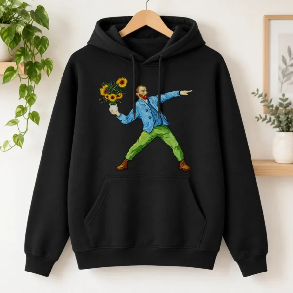 Sunflower Portrait Shirt, Sweatshirt & Hoodie — alternate product mockup Van Gogh sunflower shirt t-shirt product detail