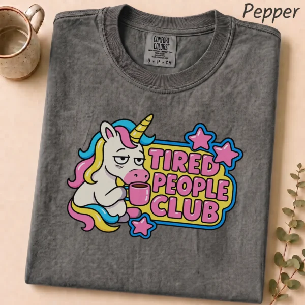 Tired People Club Shirt — alternate product mockup tired people club shirt t-shirt alternate angle