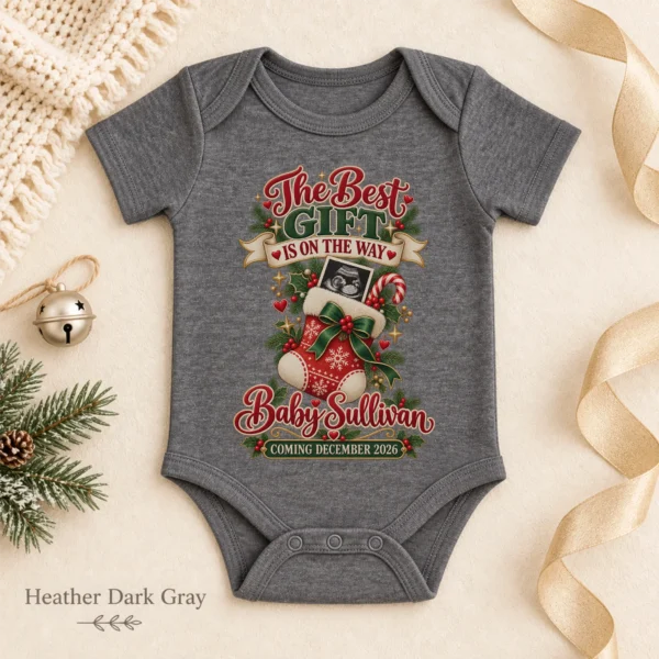 Ultrasound Christmas Pregnancy Announcement Personalized Baby Bodysuit — alternate product mockup ultrasound christmas pregnancy announcement personalized baby bodysuit color options
