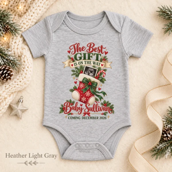 Ultrasound Christmas Pregnancy Announcement Personalized Baby Bodysuit — alternate product mockup ultrasound christmas pregnancy announcement personalized baby bodysuit color options