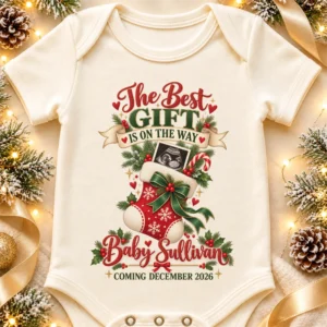 ultrasound christmas pregnancy announcement personalized baby bodysuit