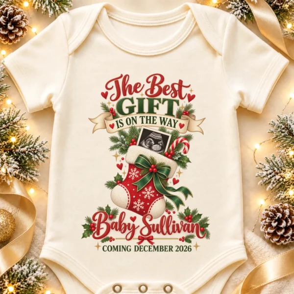 ultrasound christmas pregnancy announcement personalized baby bodysuit