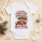 vintage car christmas pregnancy announcement custom baby bodysuit color options