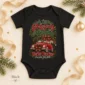 vintage car christmas pregnancy announcement custom baby bodysuit color options