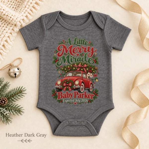 Vintage Car Christmas Pregnancy Announcement Custom Baby Bodysuit — alternate product mockup vintage car christmas pregnancy announcement custom baby bodysuit color options