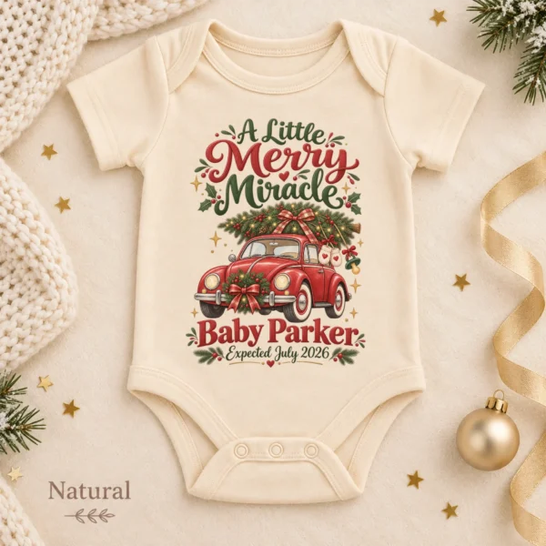 Vintage Car Christmas Pregnancy Announcement Custom Baby Bodysuit — alternate product mockup vintage car christmas pregnancy announcement custom baby bodysuit color options