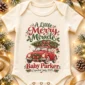 vintage car christmas pregnancy announcement custom baby bodysuit styled product photo
