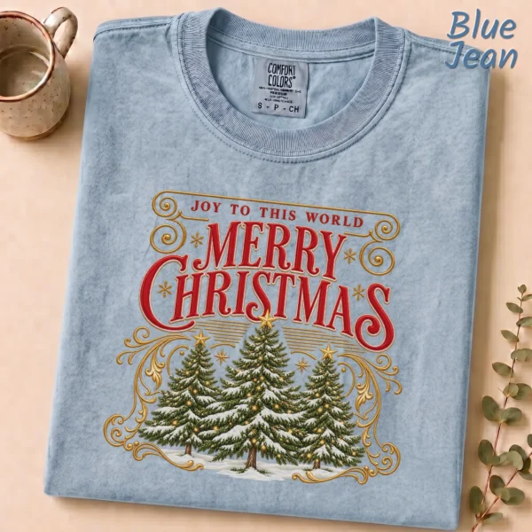New Year's Vintage Greeting Merry Christmas Shirt, Sweatshirt & Hoodie — alternate product mockup vintage greeting shirt t-shirt alternate angle