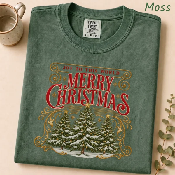 New Year's Vintage Greeting Merry Christmas Shirt, Sweatshirt & Hoodie — alternate product mockup vintage greeting shirt t-shirt styled product photo