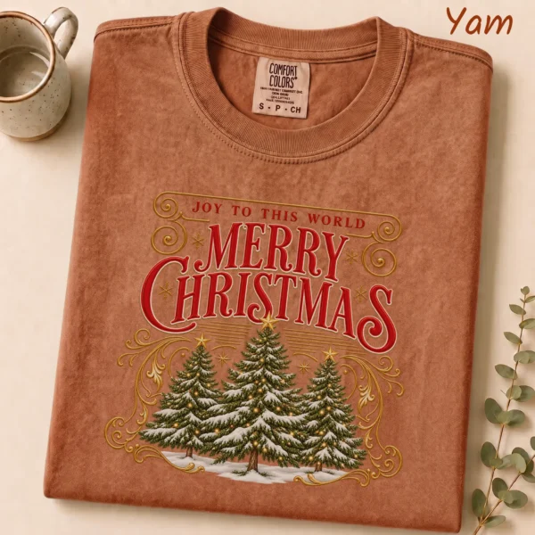 New Year's Vintage Greeting Merry Christmas Shirt, Sweatshirt & Hoodie — alternate product mockup vintage greeting shirt t-shirt product photo