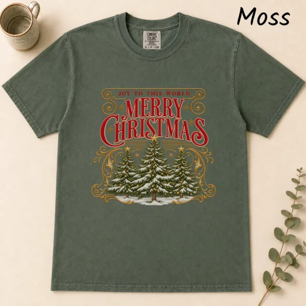 New Year's Vintage Greeting Merry Christmas Shirt, Sweatshirt & Hoodie — alternate product mockup vintage greeting shirt t-shirt flat lay view