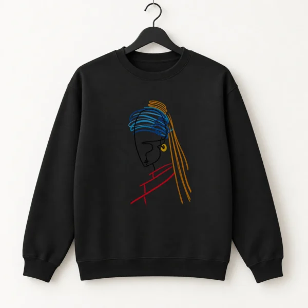 Woman Line Art Shirt, Sweatshirt & Hoodie — alternate product mockup woman line art shirt t-shirt close-up detail