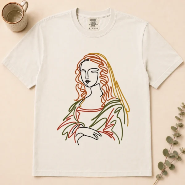 Woman Line Art Shirt, Sweatshirt & Hoodie — alternate product mockup woman line art shirt t-shirt flat lay view