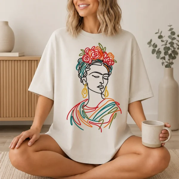 Floral Woman Portrait Shirt, Sweatshirt & Hoodie — lifestyle mockup woman portrait shirt t-shirt lifestyle scene