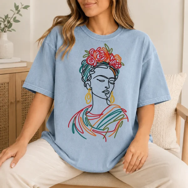 Floral Woman Portrait Shirt, Sweatshirt & Hoodie — lifestyle mockup woman portrait shirt t-shirt lifestyle scene