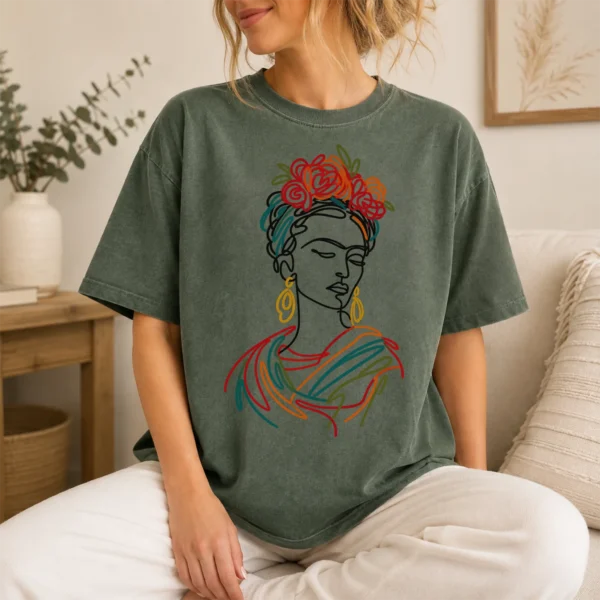 Floral Woman Portrait Shirt, Sweatshirt & Hoodie — lifestyle mockup woman portrait shirt t-shirt lifestyle scene