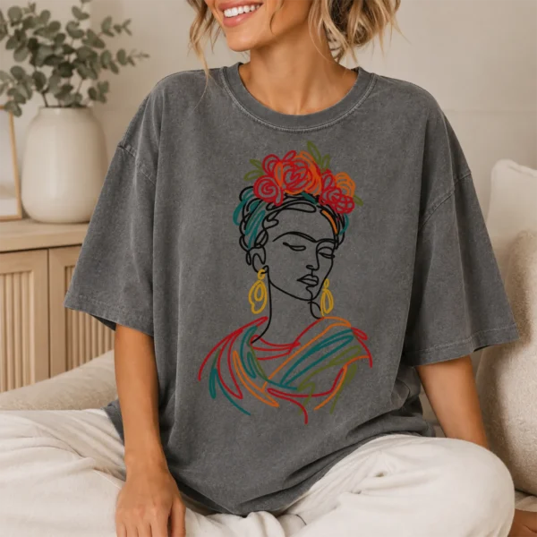 Floral Woman Portrait Shirt, Sweatshirt & Hoodie — lifestyle mockup woman portrait shirt t-shirt lifestyle scene