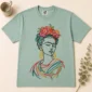 woman portrait shirt t-shirt flat lay view