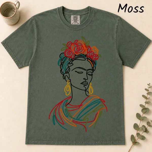 Floral Woman Portrait Shirt, Sweatshirt & Hoodie — alternate product mockup woman portrait shirt t-shirt flat lay view